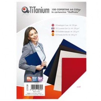 Copertine rilegatura - A4 - 230 gr - cartoncino goffrato - blu - Titanium - scatola 100 pezzi