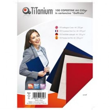 Copertine rilegatura - A4 - 250 gr - cartoncino goffrato - rosso - Titanium - scatola 100 pezzi