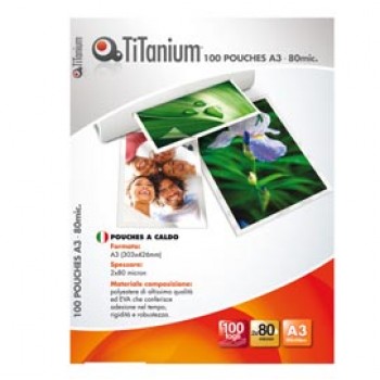 Pouches - A3 - 303x426 mm - 2x80 micron - Titanium - conf. 100 pezzi