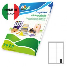 Etichette adesive LP4F - in carta - angoli arrotondati - permanenti - 99,1 x 67,7 mm - 8 et/fg - 70 fogli - verde fluo - Tico