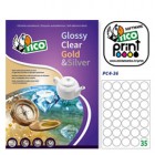 Etichette adesive tonde PC4 - in poliestere - laser - permanenti - diametro 36 mm - 35 et/fg - 100 fogli - trasparente - Tico