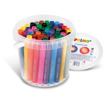 Pennarelli Jumbo - punta ø7,6mm - colori assortiti - Primo - secchiello 60 pezzi