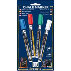 Marcatore a gesso liquido - punta fine da 1,00-2,00mm - colore assortiti base - Securit - conf. 4 pezzi