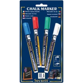 Marcatore a gesso liquido - punta fine da 1,00-2,00mm - colore assortiti base - Securit - conf. 4 pezzi