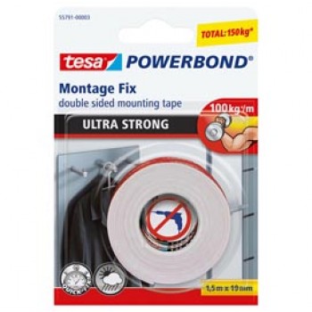 Nastro biadesivo Powerbond Ultra Strong - 1,9 cm x 1,5 m - bianco - Tesa