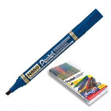 Marcatore permanente N860 - punta scalpello - astuccio 4 colori assortiti - linea Amiko - Pentel