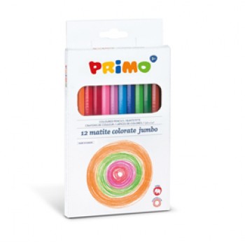 Matite colorate Jumbo - diametro mina 5,5 mm - colori assortiti - Primo - astuccio 12 matite