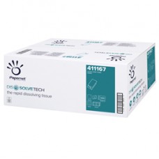 Asciugamani piegati a V Dissolve Tech - 2 veli - 20 gr - 24 x 21 cm - goffratura a onda - bianco - Papernet - conf. 250 pezzi