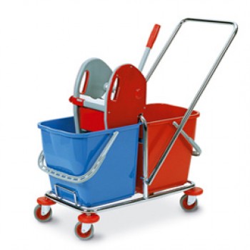 Carrello per pulizie Tucson - 50 L - 78 x 41 x 89cm - rosso/blu - PerfettoFactory