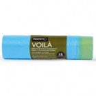 Sacchi per rifiuti con maniglie Voilà - 50x60 cm - 30 L - 15 micron - azzurro - Perfetto - rotolo da 15 sacchetti