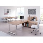 Scrivania Manager Prestige Metal - con mobile servizio reversibile - 210 x 90 x 74 cm - ciliegio arabis