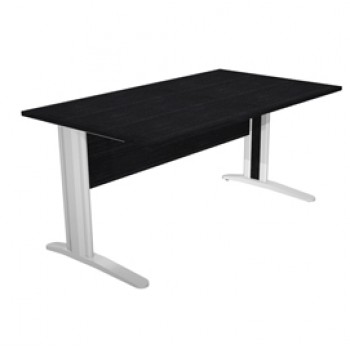 Scrivania Easy fianchi verniciati effetto cromato - lineare - 160 x 80 x 72 cm - nero venato