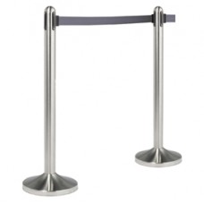 Colonnina segnapercorso cromata - altezza 100 cm - nastro retrattile grigio da 210 cm - Securit