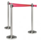 Colonnina segnapercorso cromata - altezza 100 cm - nastro retrattile rosso da 210 cm - Securit