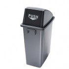 Contenitore Office - con coperchio push - per rifiuto secco - 33x46x79 cm - 60 L - grigio/nero - Medial International