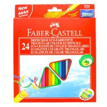 Matite colorate Eco - triangolari - diametro mina 3 mm - con temperino - colori assortiti - Faber-Castell - astuccio 24 pezzi