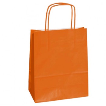 Shopper Twisted - maniglie cordino - 18 x 8 x 24 cm - carta kraft - arancio - Mainetti Bags - conf. 25 pezzi