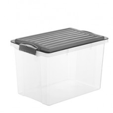 Contenitore Compact - 27x18,5x15 cm - A5 - 4,5 L - PPL - coperchio nero - trasparente - Rotho