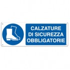 Cartello segnalatore - 35x12,5 cm - CALZATURE DI SICUREZZA OBBLIGATORIE - alluminio - Cartelli Segnalatori