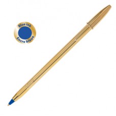 Penna a sfera Cristal Shine con cappuccio - punta media 1,0 mm - blu - fusto gold  - Bic - scatola 20 pezzi