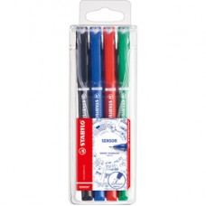 Fineliner Stabilo Sensor - tratto 0,3mm - 4 colori assortiti - Stabilo - conf. 4 pezzi Fineliner Stabilo Sensor - tratto 0,3mm - 4 colori assortiti - Stabilo - conf. 4 pezzi