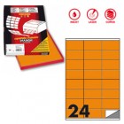 Etichette adesive C/500 - in carta - permanenti - 70 x 36 mm - 24 et/fg - 100 fogli - arancio fluo - Markin
