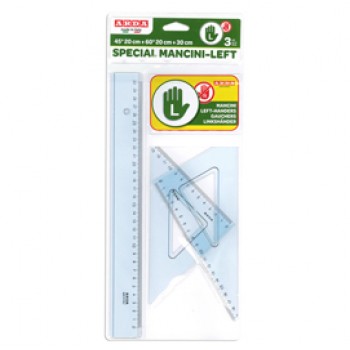 Set disegno per mancini - riga 30cm - squadre 45/60gradi - Arda Set disegno per mancini - riga 30cm - squadre 45/60gradi - Arda