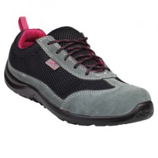 Calzatura di sicurezza Como S1P SRC - pelle scamosciata/poliestere mesh - numero 40 - nero/fucsia - Deltaplus