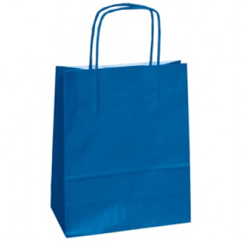 Shopper Twisted - maniglie cordino - 14 x 9 x 20 cm - carta kraft - blu - Mainetti Bags - conf. 25 pezzi