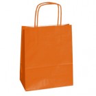 Shopper Twisted - maniglie cordino - 14 x 9 x 20 cm - carta kraft - arancio - Mainetti Bags - conf. 25 pezzi