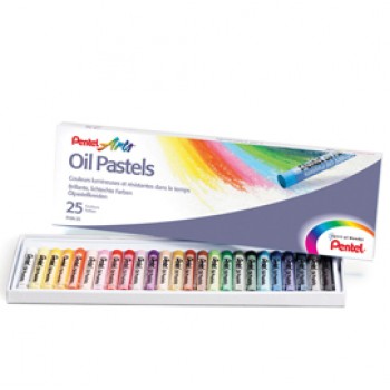 Pastelli a olio - lunghezza 60 mm - colori assortiti - Pentel - astuccio 25 pezzi