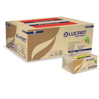 Asciugamani piegati a Z EcoNatural - 2 veli - 20,5 gr - 23,5 x 23 cm - goffratura corda - avana - Lucart - conf. 220 pezzi