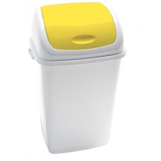 Pattumiera con coperchio basculante Rif - 44x33x68 cm - 50 L - bianco/giallo - Medial al
