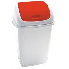 Pattumiera con coperchio basculante Rif - 44x33x68 cm - 50 L - bianco/rosso - Medial