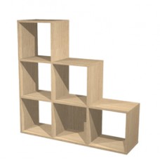 Libreria casellario Rainbow - 6 caselle a scalare - 104,1x29,2x103,9 cm - rovere