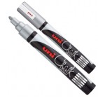 Marcatore a gesso liquido Uni Chalk Marker - punta tonda da 1,80-2,50mm - argento - Uni Mitsubishi