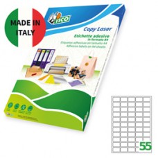 Etichette adesive PG4 - in carta - laser - permanenti - 36 x 22 mm - 55 et/fg - 100 fogli - bianco  lucido - Tico