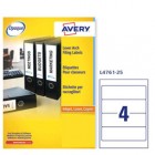 Etichette adesive L4761 - in carta - angoli arrotondati - laser - permanenti - 192 x 61 mm - 4 et/fg - 25 fogli - bianco coprente - Avery