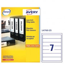 Etichette adesive L4760 - in carta - angoli arrotondati - permanenti - 192 x 38 mm - 7 et/fg - 25 fogli - bianco coprente - Avery