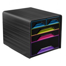 Cassettiera Smoove - 36 x 28,8 x 27 cm - 5 cassetti misti - nero/multicolore - Cep