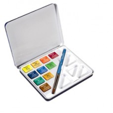 Acquerelli Aquafine - colori assortiti - Daler Rowney - scatola metallo 10 acquerelli + pennello + tavolozza