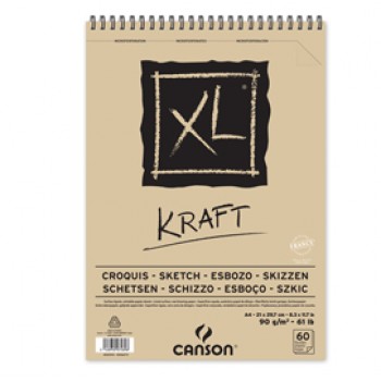 Album spiralato lato corto XL kraft - A4 - 90 gr - 60 fogli - Canson