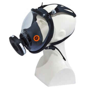 Maschera completa M9300 Strap Galaxy - policarbonato/silicone - nero/arancio - Deltaplus