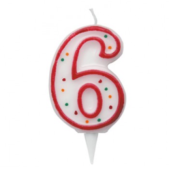 Candelina Zuccherino - numero 6 - H 8.5 cm - Big Party