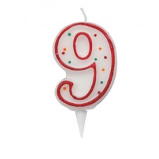 Candelina Zuccherino - numero 9 - H 8.5 cm - Big Party