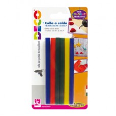 Colle stick per pistole mini - colori assortiti - ø 7 mm - lunghezza 10 cm - Deco - conf. 12 pezzi