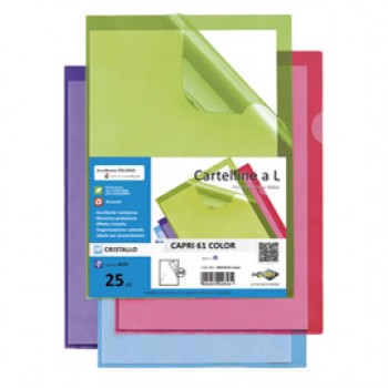 Cartellina a L - Capri 61 color - 21 x 29,7 cm - lilla - Sei Rota - conf. 25 pezzi