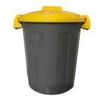 Contenitore portarifiuti Dusty - diametro 36 cm - altezza 45 cm - 25 L - coperchio giallo - Mobil Plastic