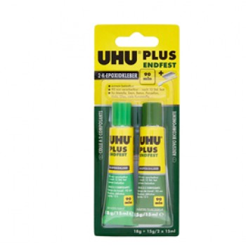 Colla bicomponente Plus 90 min - 30 ml (2x15ml) - trasparente - UHU