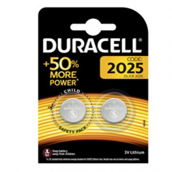 Micropila CR2025 - 3V - a pastiglia - litio - Duracell - blister 2 pezzi